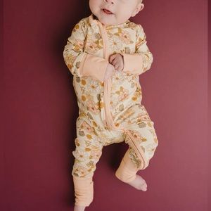 NEW Girls Cozy Floral Bamboo Sleeper Zip Up Pajamas